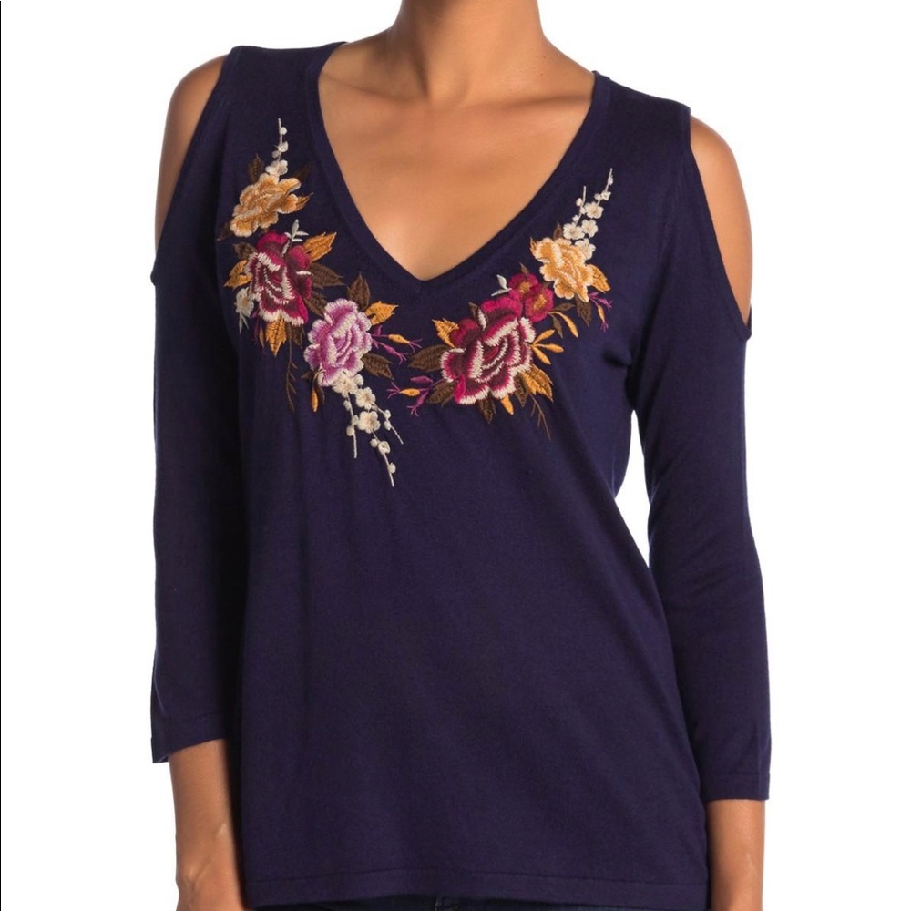Johnny Was Cold Shoulder Silk Cashmere Sweater